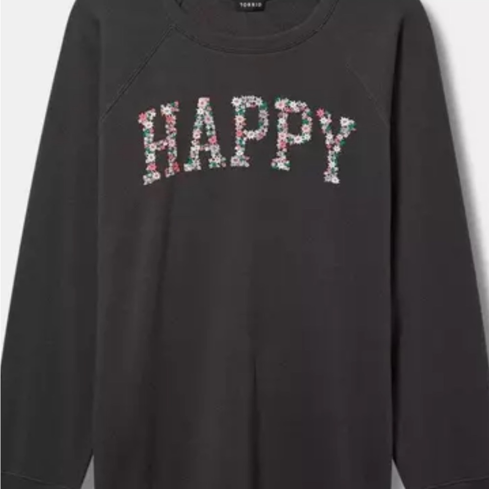 Torrid Black Sweatshirt with Floral Design